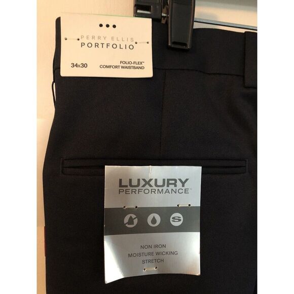 NWT Perry Ellis  Portfolio Pants  Men's 34x30  Slim Fit  Midnight Black $85 - Picture 6 of 13